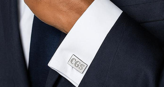 Personalized Shiny Rectangle Cufflinks • Custom Engraved Polished Cufflinks for Groom, Groomsmen & Men’s Wedding Gift