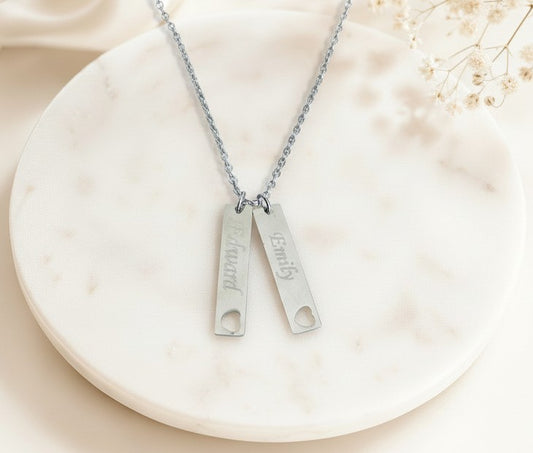 Personalized Stainless Steel Vertical Bar Necklace