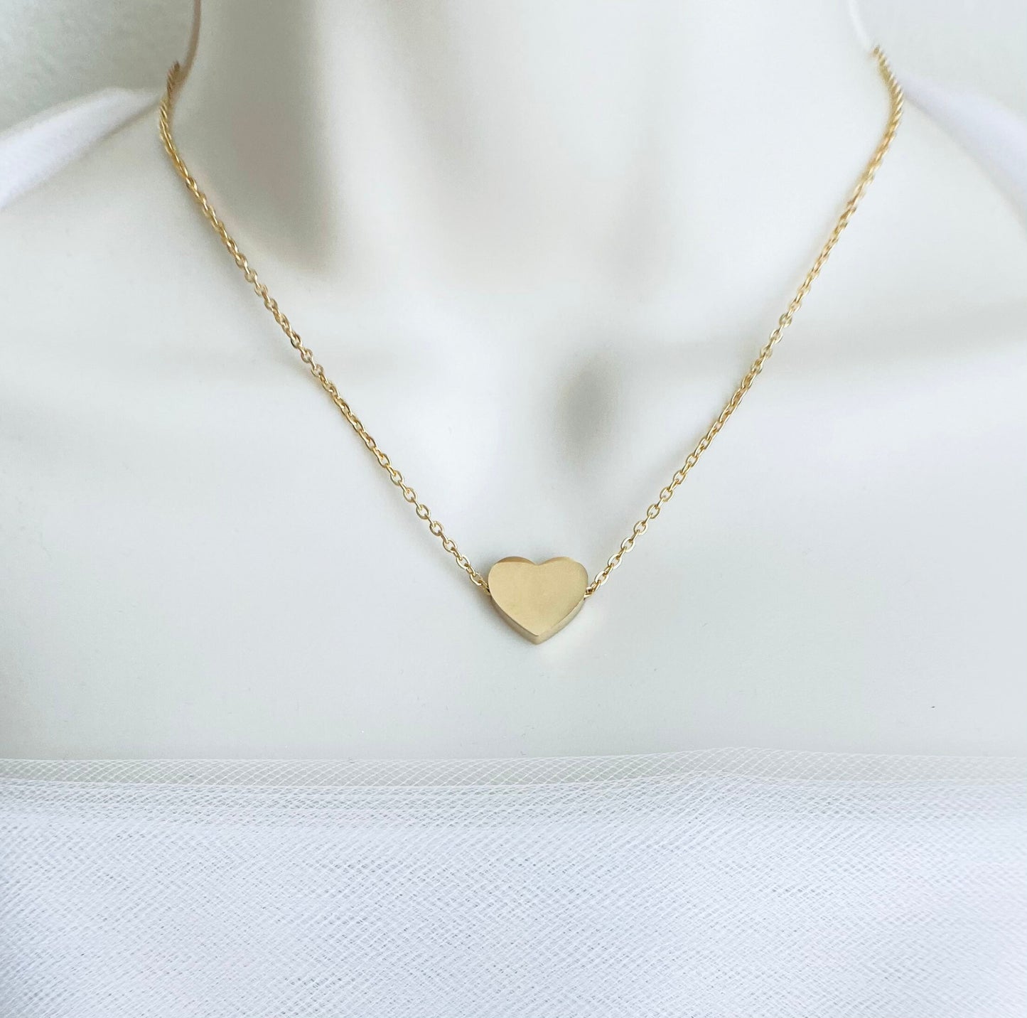 Personalized Floating Heart Necklace • Stainless Steel Heart Pendant Necklace