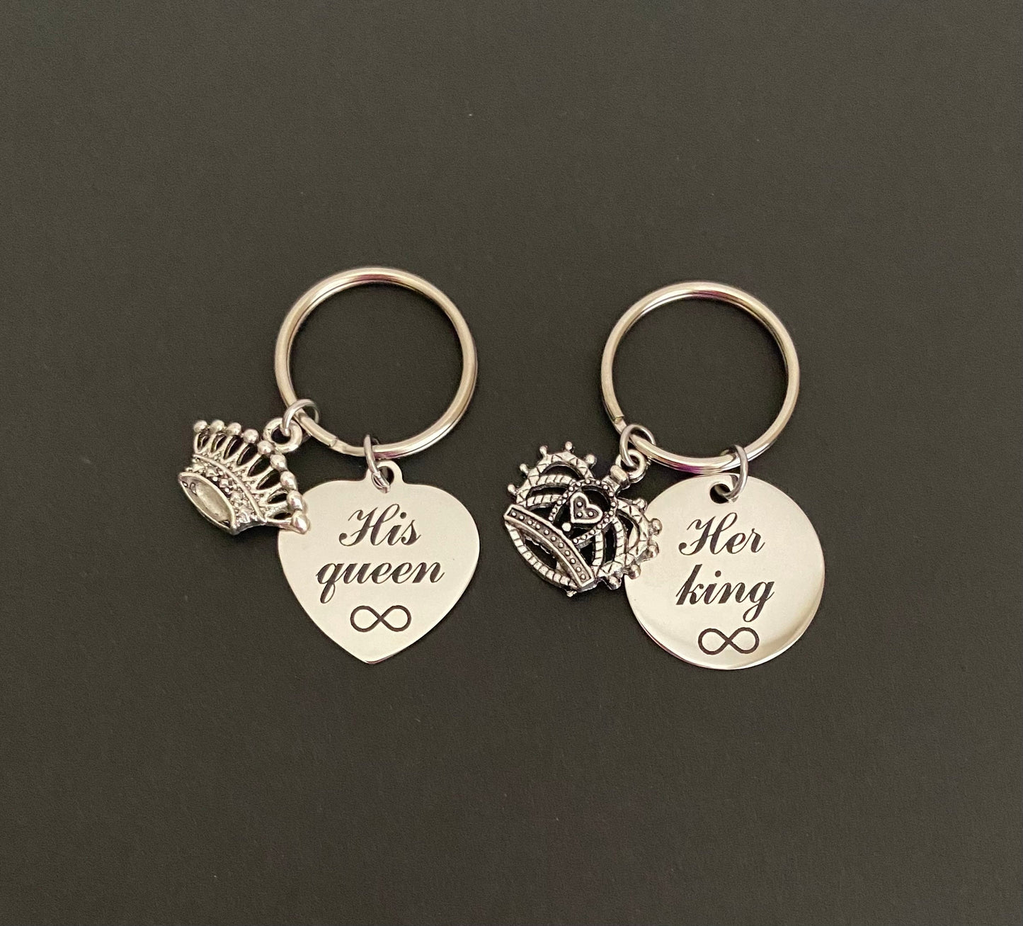 His Queen & Her King Key Chain Set • Matching Couples Keychains, King Queen Gift