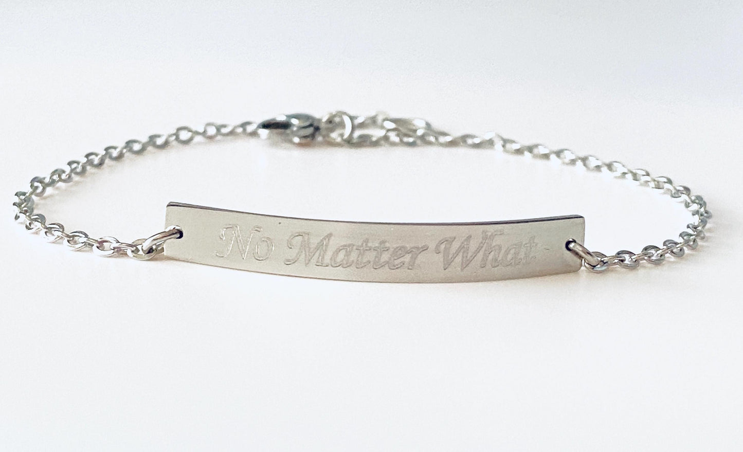 Personalized Stainless Steel Long Bar Bracelet • Custom Engraved Name Bracelet for Women
