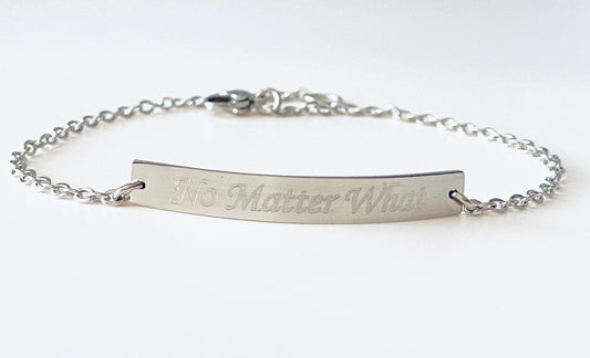 Personalized Stainless Steel Long Bar Bracelet • Custom Engraved Name Bracelet for Women