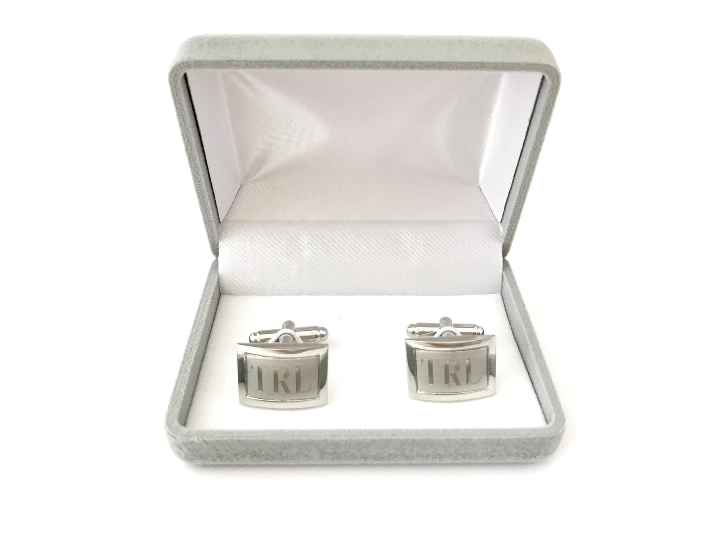 Personalized Two Tone Rectangular Cufflinks. Groomsmen Gift. Wedding. Gift for Him