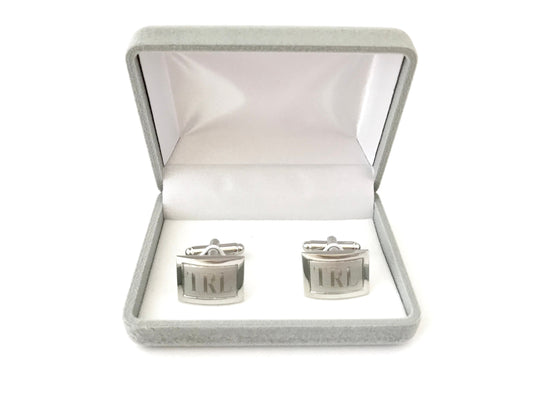 Personalized Two Tone Rectangular Cufflinks. Groomsmen Gift. Wedding. Gift for Him