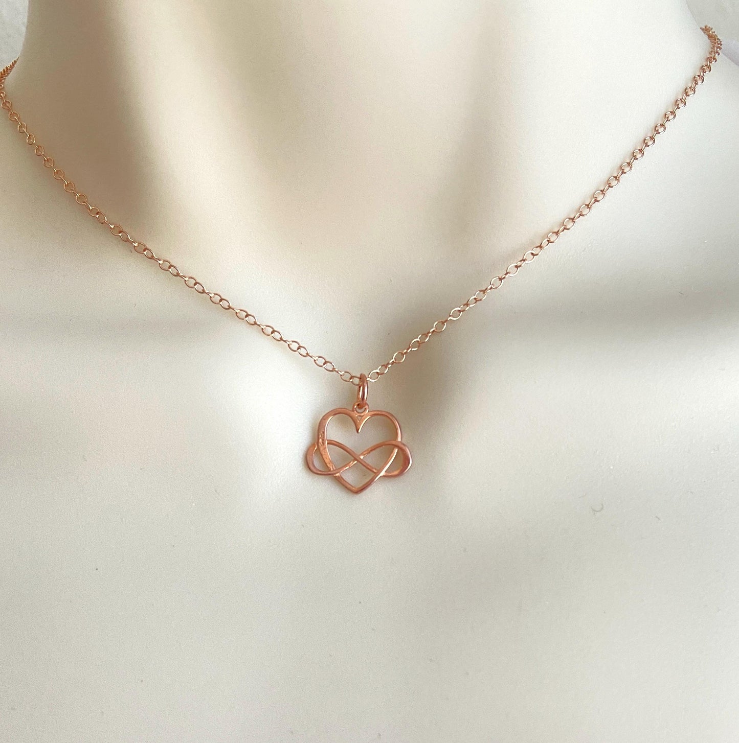 Infinity Heart Necklace • Sterling Silver, Gold or Rose Gold Infinity Love Necklace