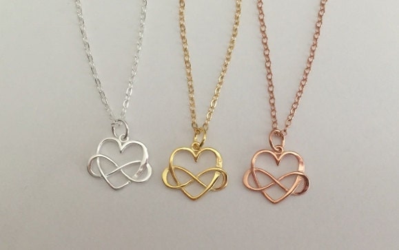 Infinity Heart Necklace • Sterling Silver, Gold or Rose Gold Infinity Love Necklace