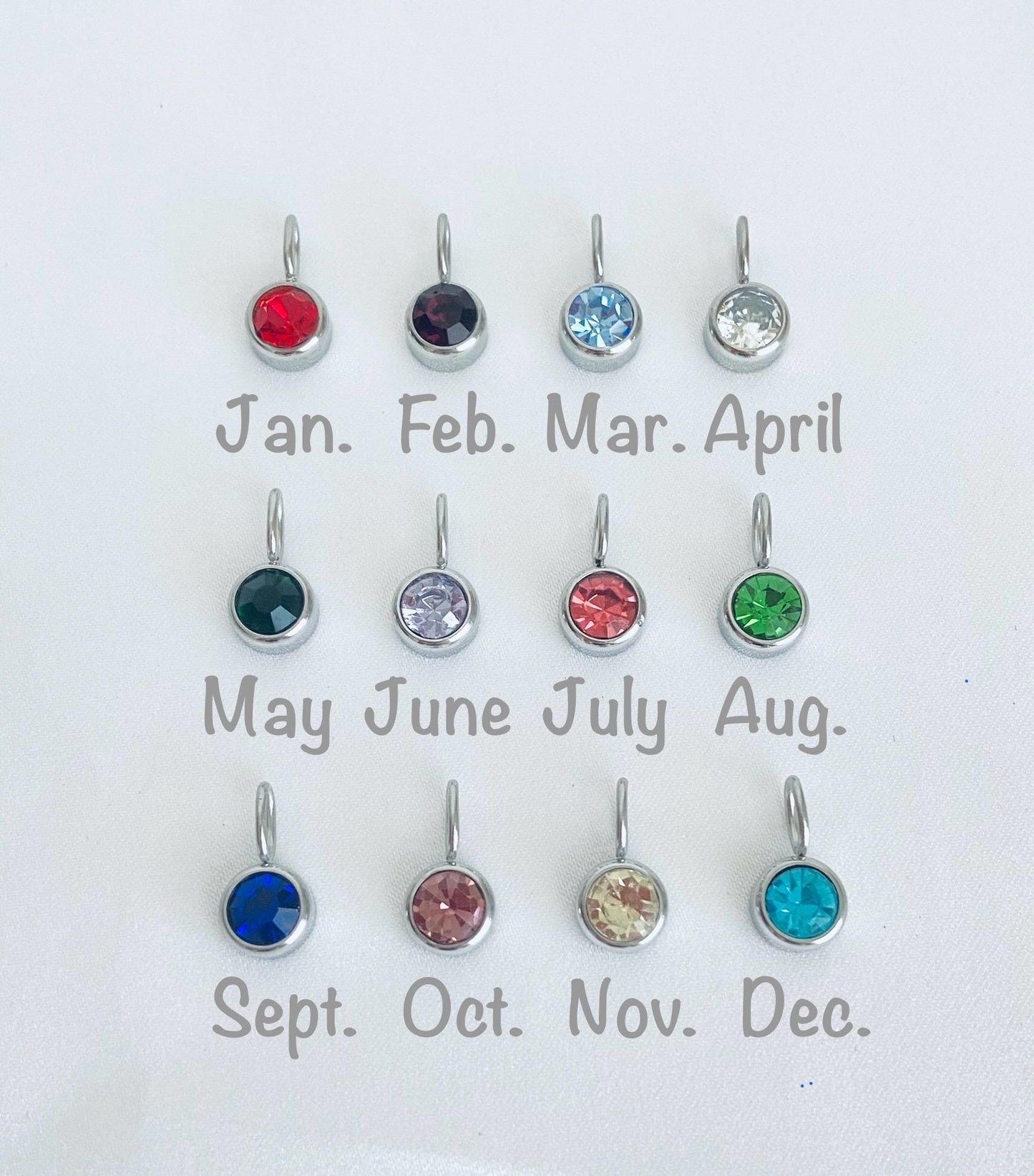Personalized Birthstone & Birth Flower Pendant Necklace • Custom Necklace in Stainless Steel or Gold