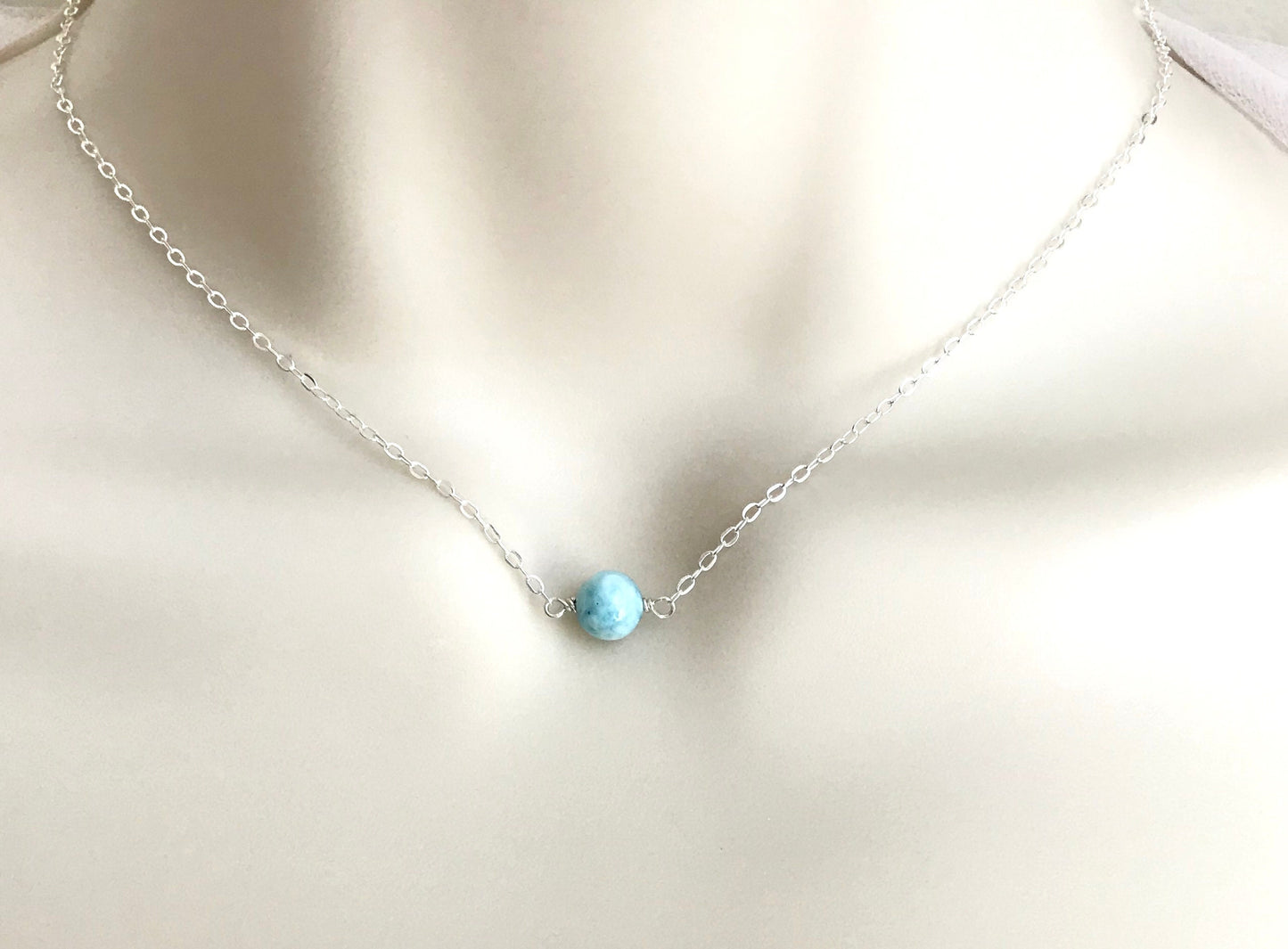 Blue Larimar Necklace in Sterling Silver or Gold Filled