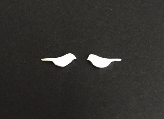 Sterling Silver Tiny Bird Stud Earrings • 925 Dainty Bird Silhouette Studs
