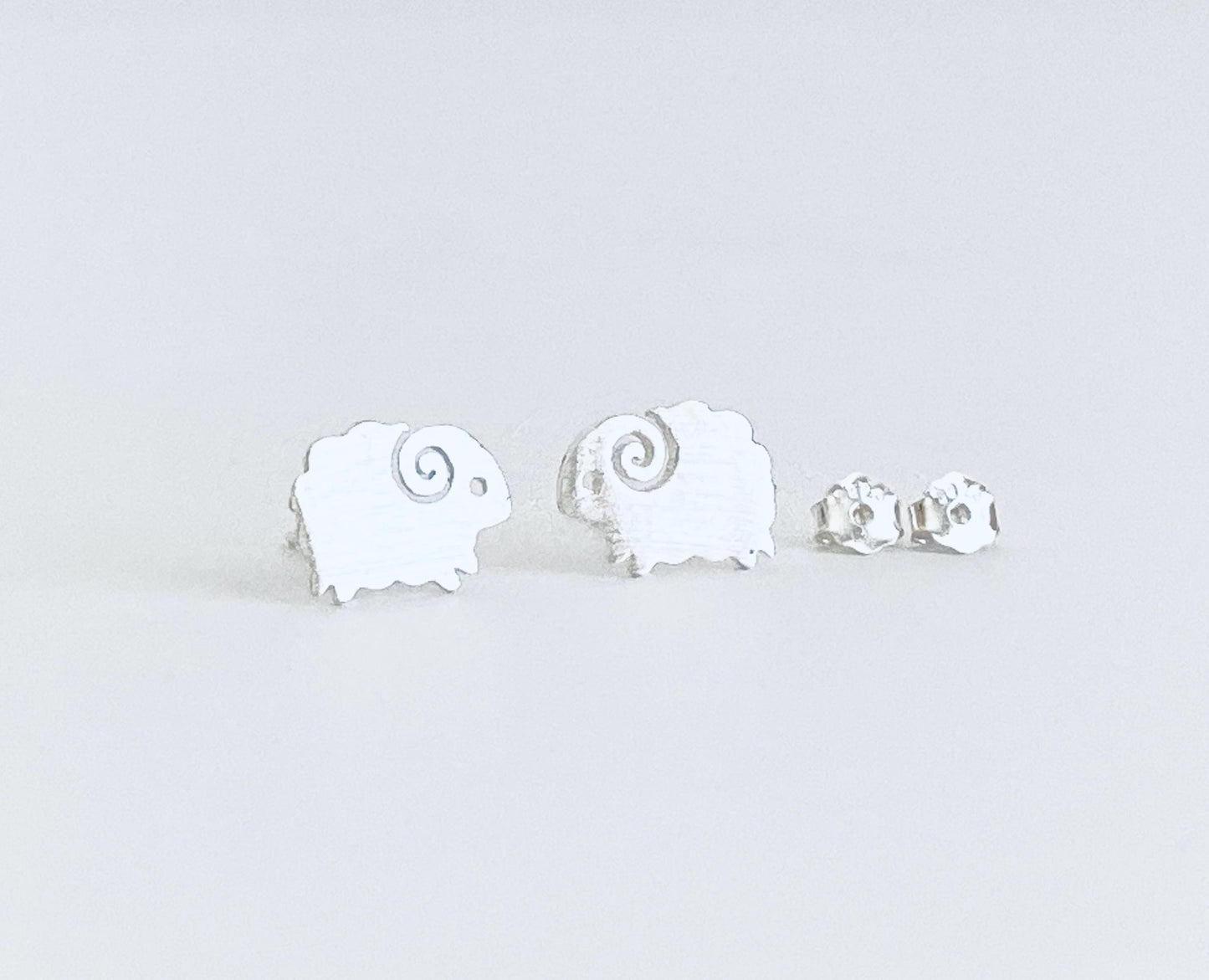 Sterling Silver Sheep Stud Earrings • Cute Farm Animal Studs, Dainty Animal Jewelry Gift