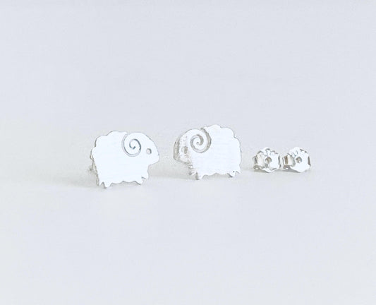 Sterling Silver Sheep Stud Earrings • Cute Farm Animal Studs, Dainty Animal Jewelry Gift