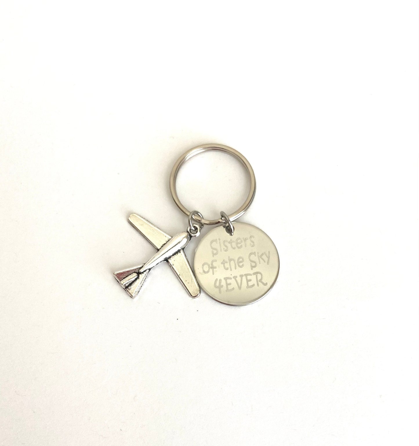 Personalized Airplane Keychain • Custom Engraved Key Chain with Airplane Charm