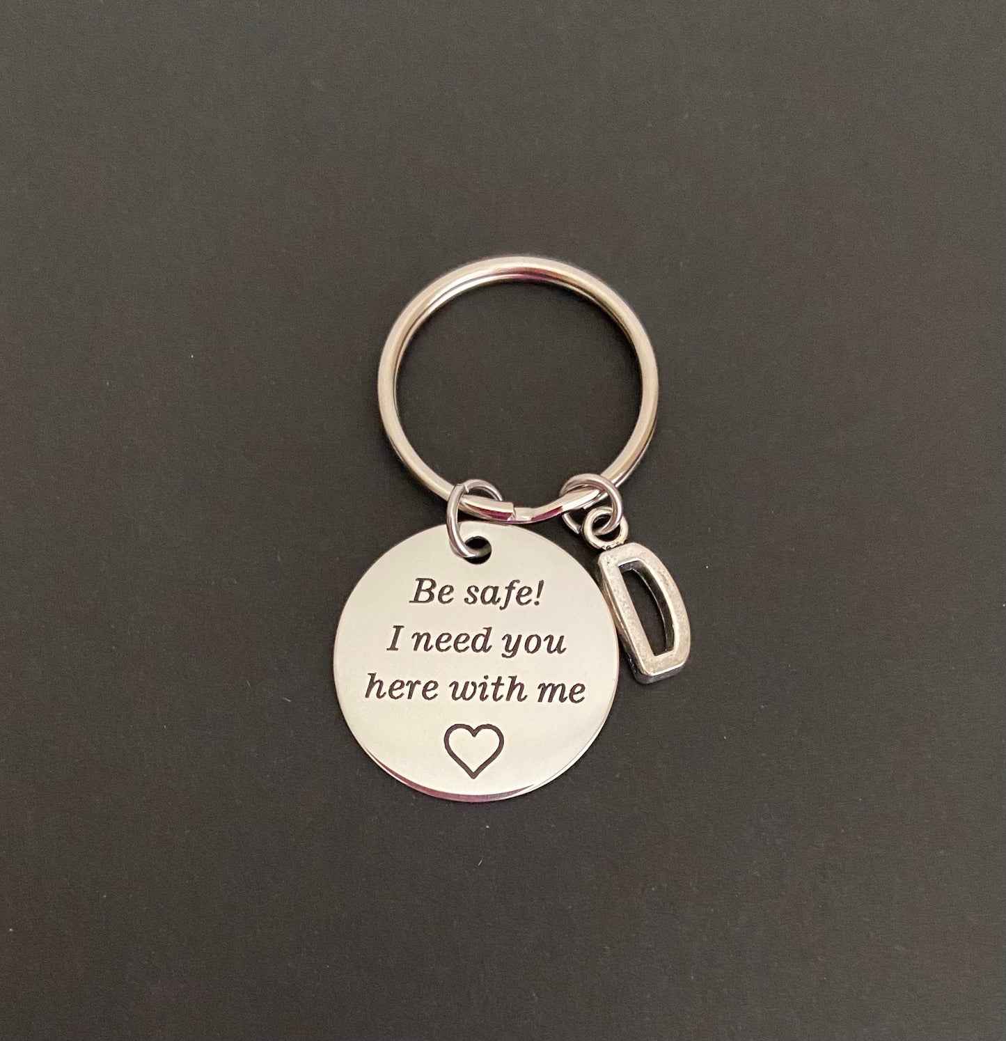 "Be Safe" Personalized Initial Key Chain