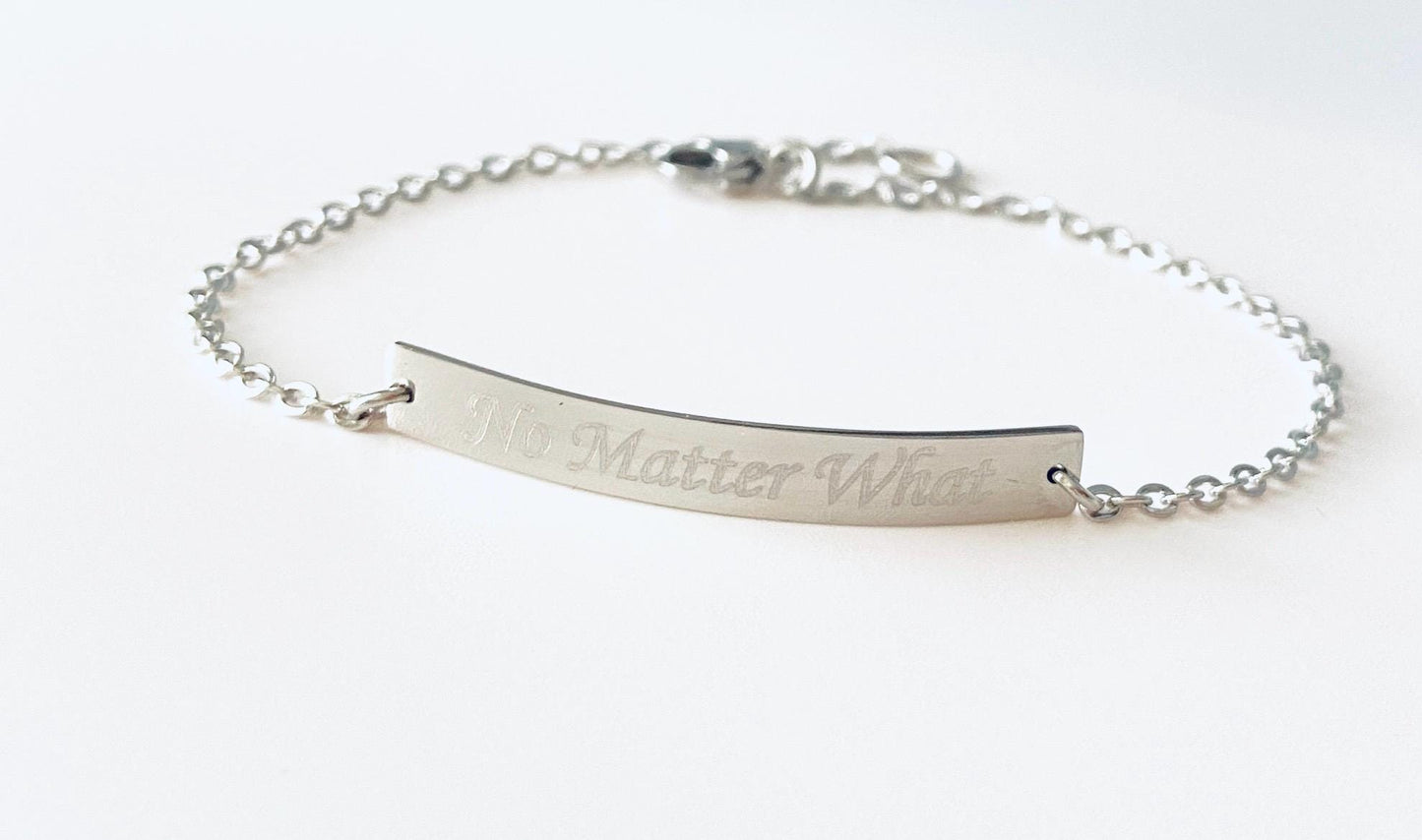 Personalized Stainless Steel Long Bar Bracelet • Custom Engraved Name Bracelet for Women