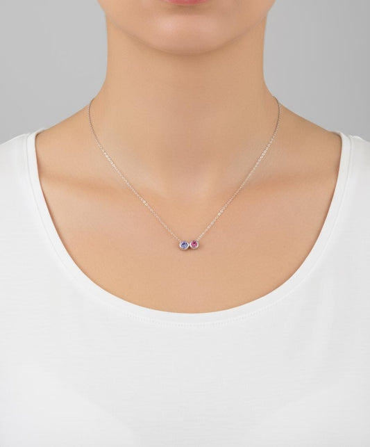 Personalized Birthstone Necklace with Multiple Birthstones • Stainless Steel or Gold Over Stainless Steel