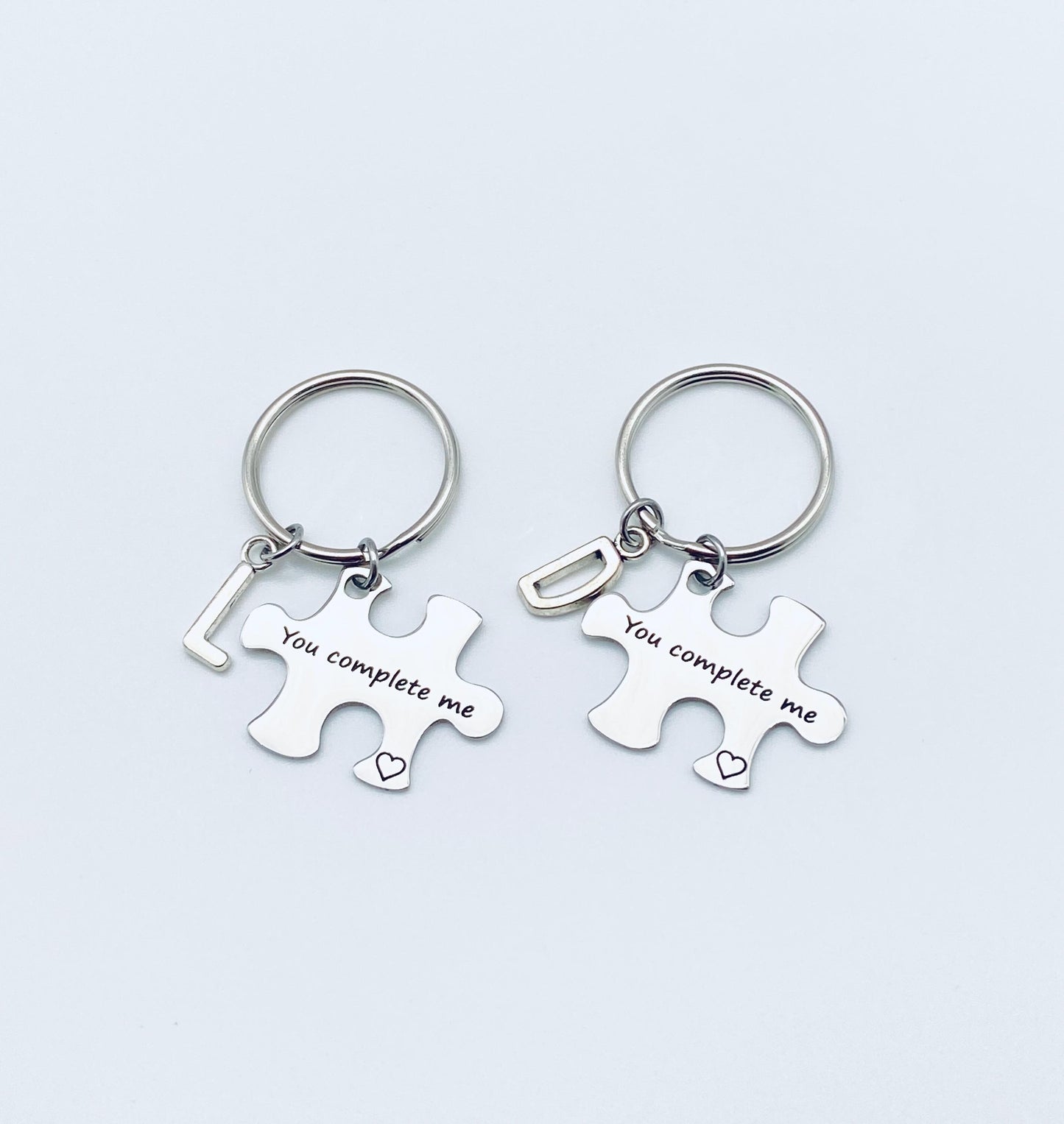 Personalized “You Complete Me” Puzzle Key Chain with Initial • Romantic Puzzle Piece Keychain Gift