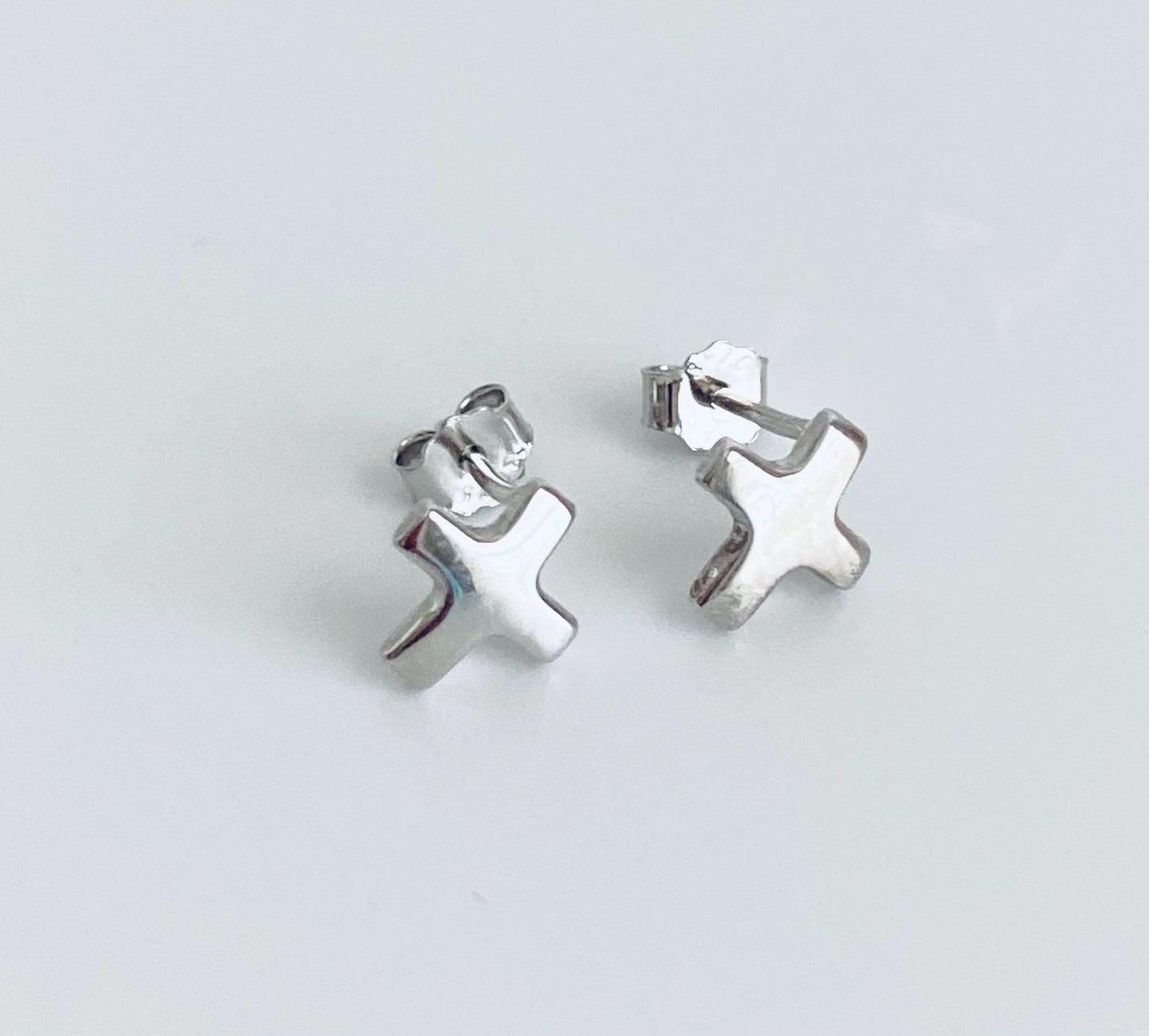 Sterling Silver Cross Stud Earrings • Small Christian Cross Earrings, Minimalist Faith Jewelry Gift