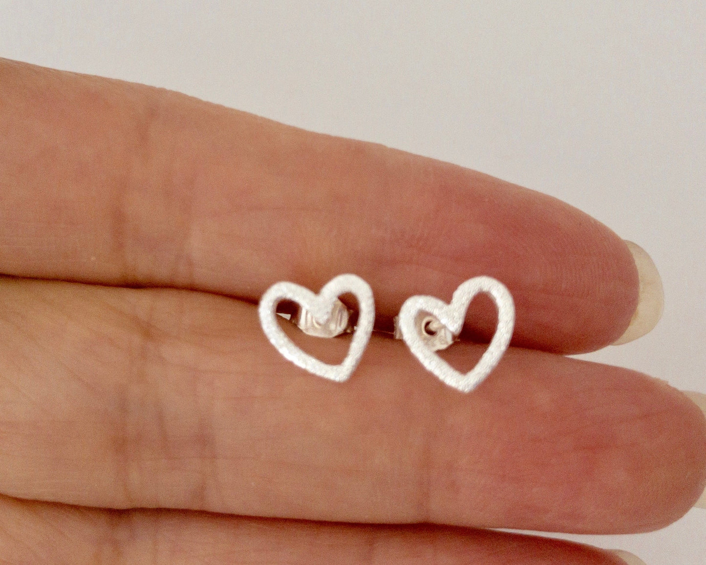 Sterling Silver Heart Stud Earrings • Classic Heart Shape Earrings