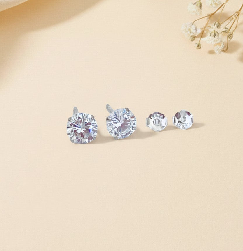 Sterling Silver Crystal Stud Earrings
