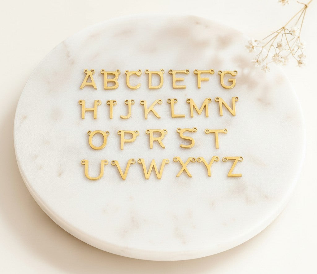 Personalized Mini Initial Necklace • Stainless Steel & Gold over Stainless Steel