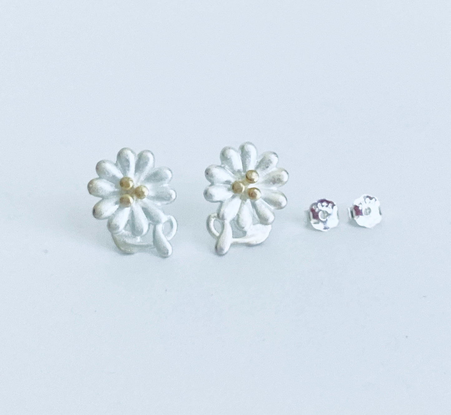 Sterling Silver Flower Stud Earrings • 925 Dainty Floral Studs