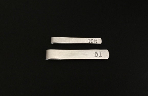 Personalized Hand Formed Aluminum Tie Clip • Custom Engraved Tie Bar in Skinny or Regular Size