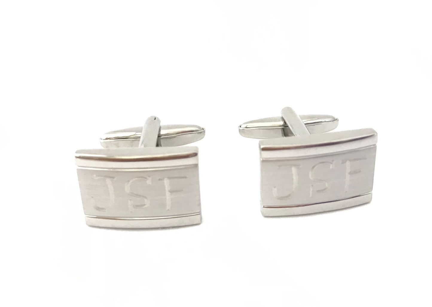 Personalized Rectangle Cufflinks • Custom Engraved Men’s Cufflinks for Groom, Groomsmen & Wedding Gift
