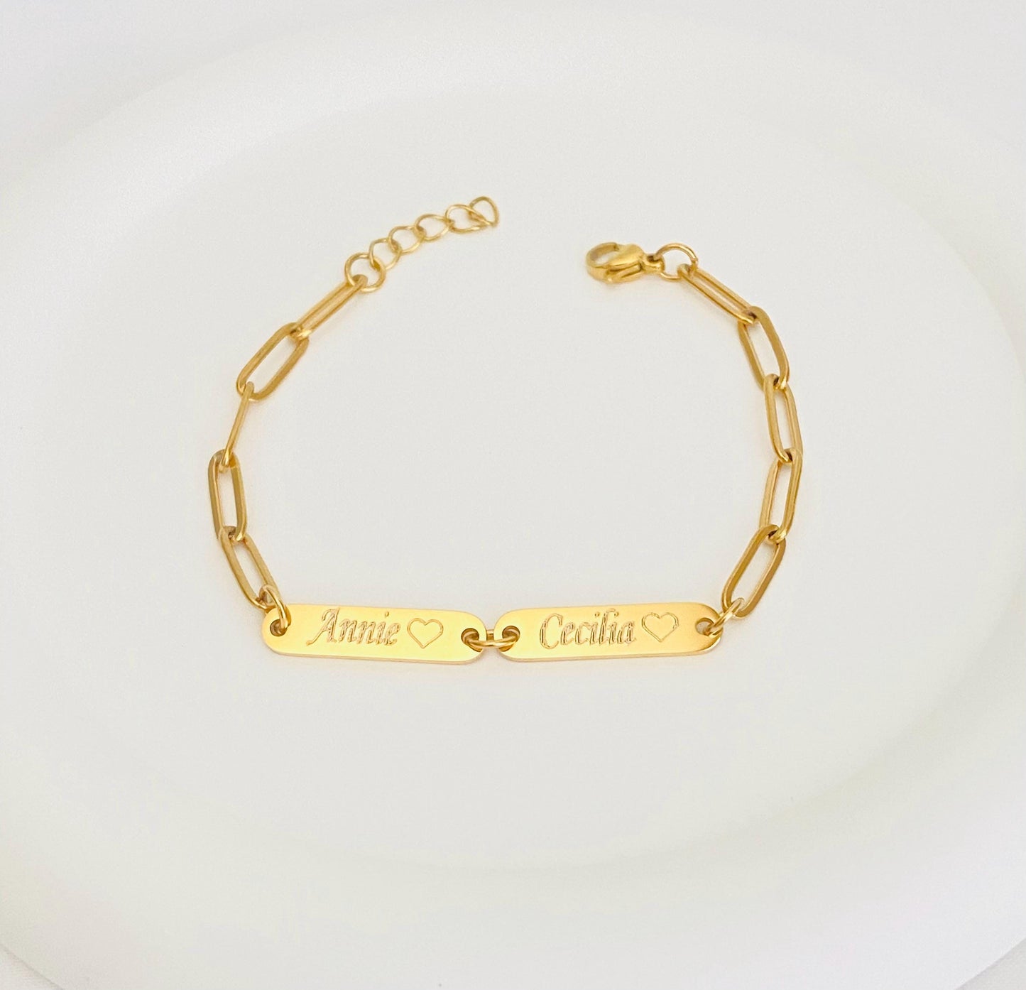 Personalized Mini Bar Bracelet • Custom Engraved Bracelet in Stainless Steel or Gold