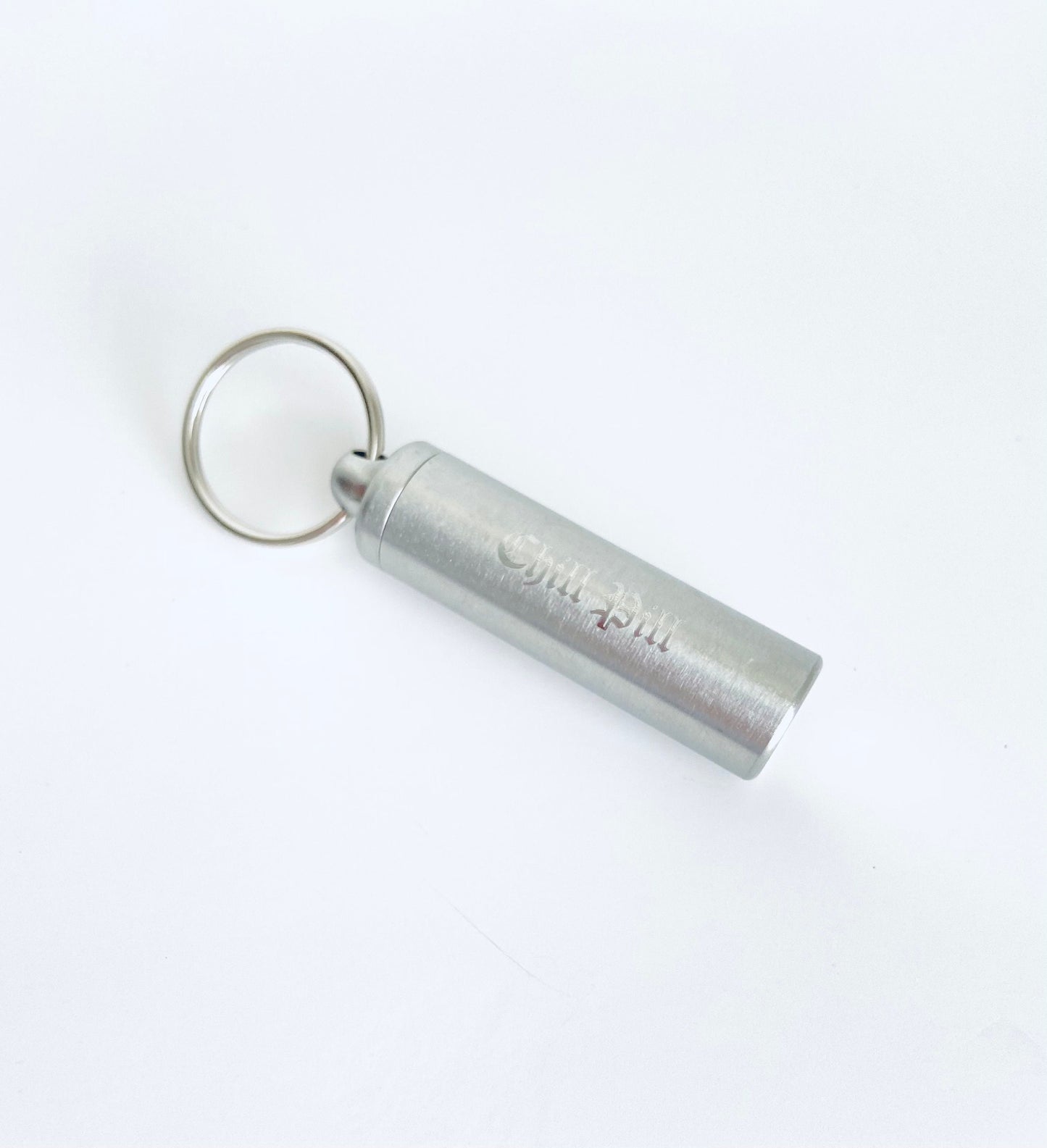 Personalized Small Pill Holder Key Chain • Custom Engraved Stainless Steel Mini Medicine Capsule