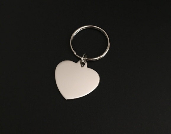 Personalized Heart Charm Key Chain • Custom Engraved Stainless Steel Love Keychain