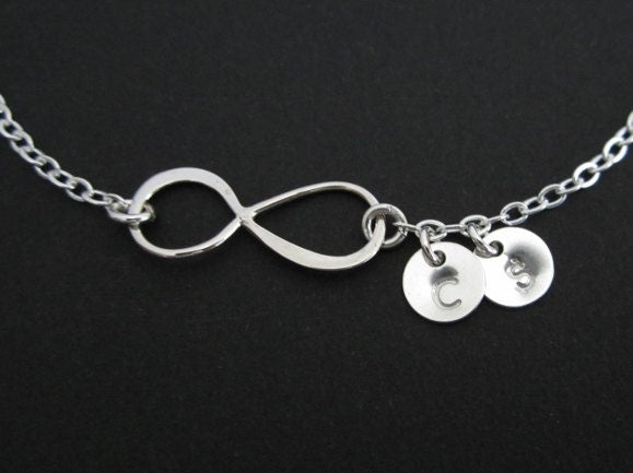 Personalized Infinity Bracelet with Multiple Initial Charms • Custom Family Bracelet in Sterling Silver or Gold Filled
