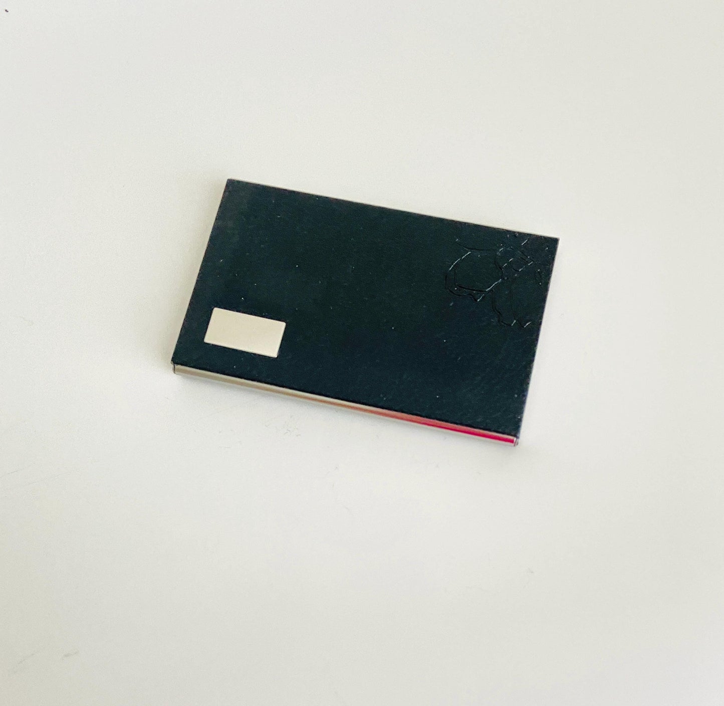 Personalized Faux Leather Business Card Holder with Floral Print • Custom Engraved Leatherette Card Case for Women