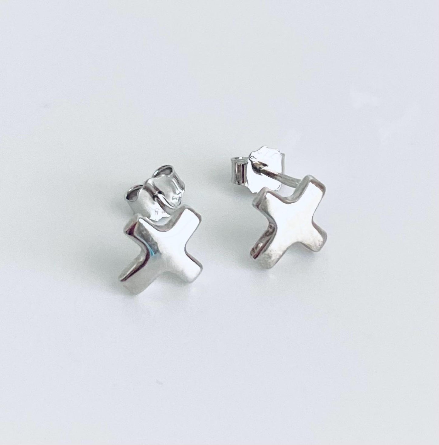 Sterling Silver Cross Stud Earrings • Small Christian Cross Earrings, Minimalist Faith Jewelry Gift