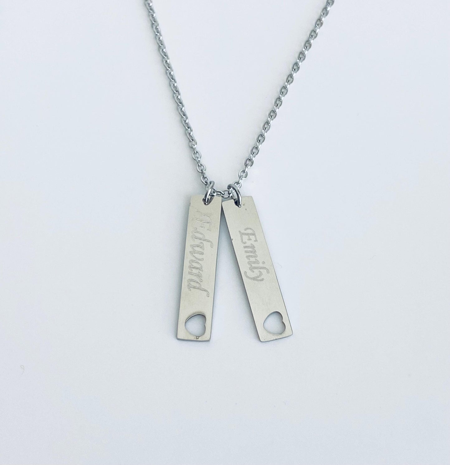 Personalized Long Bar Necklace • Custom Engraved Vertical Bar Necklace