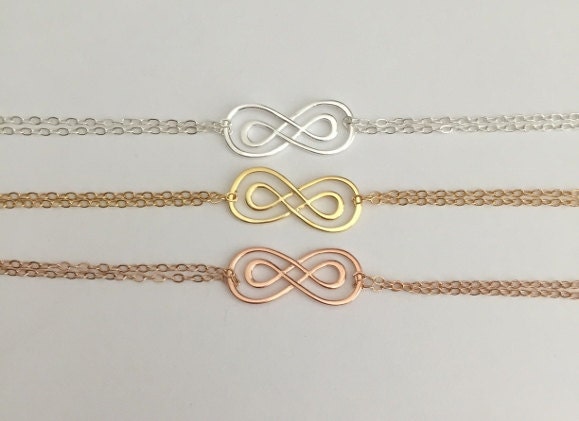 Dainty Love Knot Bracelet • Eternity Knot Bracelet in Sterling Silver, Gold or Rose Gold