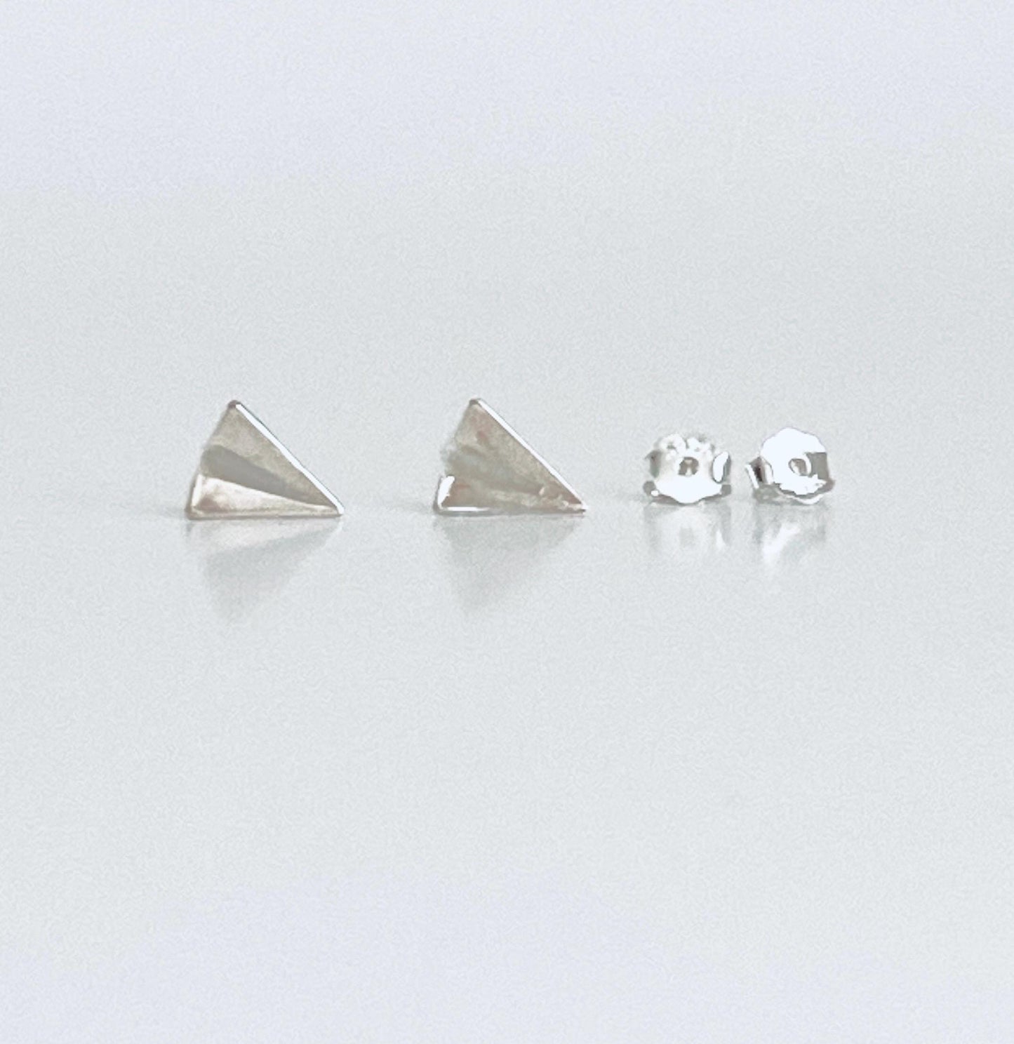 Sterling Silver Paper Airplane Stud Earrings • 925 Silver Travel Studs