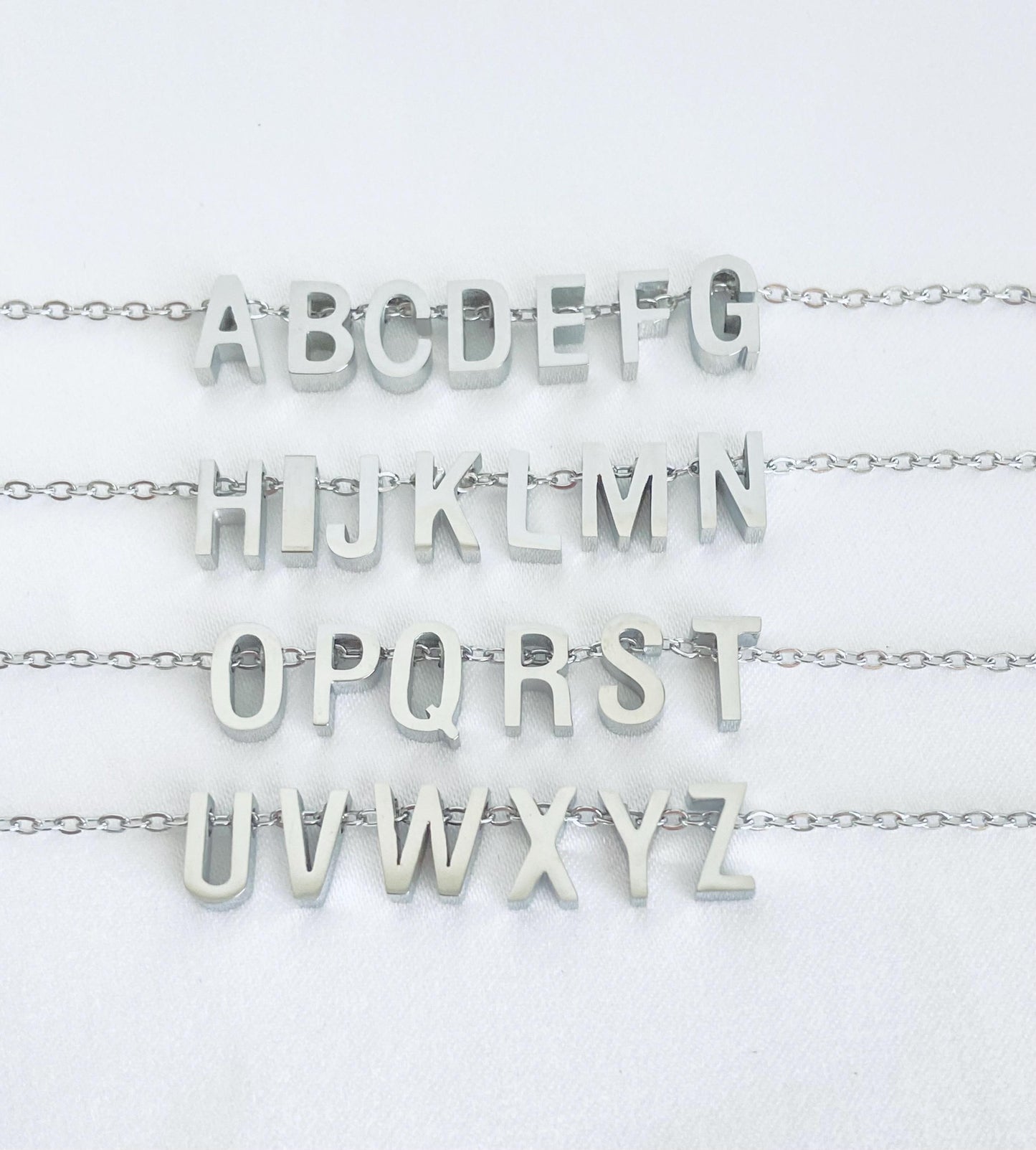 Personalized Two Initial Necklace • Stainless Steel Double Initial Necklace with Heart Charm