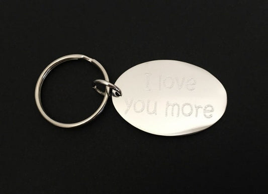 Personalized Stainless Steel Oval Tag Key Chain • Custom Engraved Name Keychain