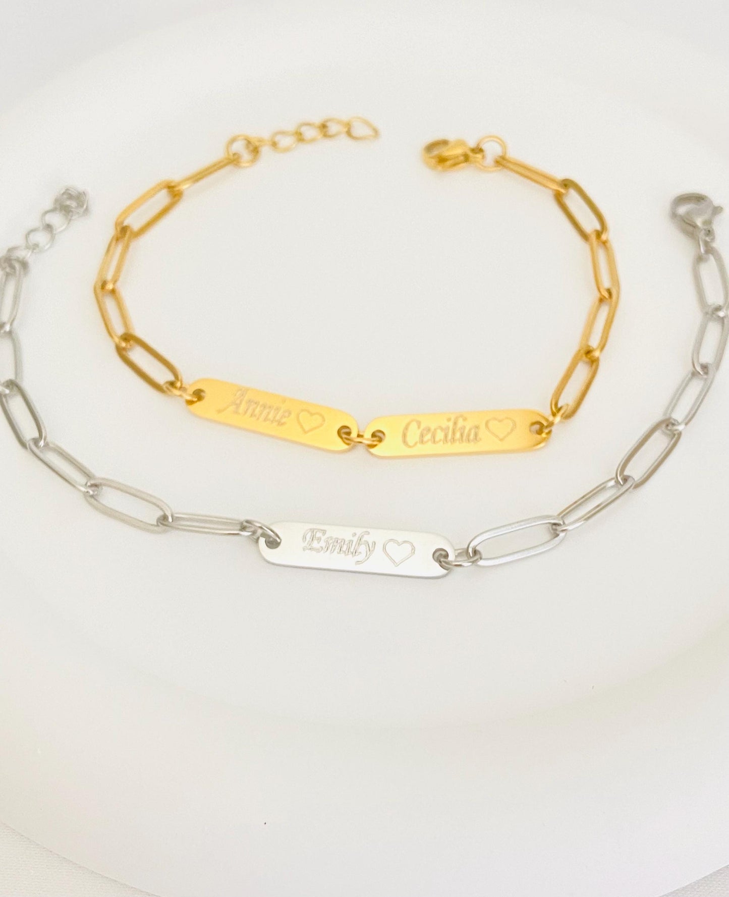 Personalized Mini Bar Bracelet • Custom Engraved Bracelet in Stainless Steel or Gold