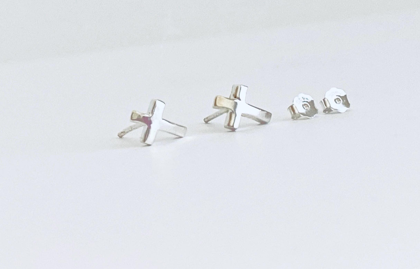 Sterling Silver Cross Stud Earrings • Classic Faith Cross Earrings