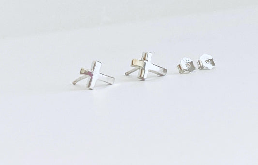 Sterling Silver Cross Stud Earrings • Classic Faith Cross Earrings