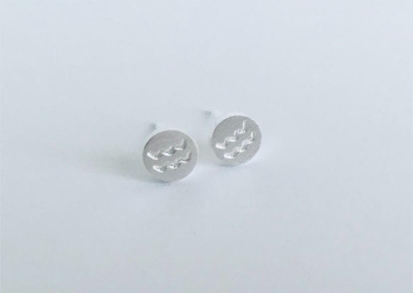 Sterling Silver Horoscope Sign Stud Earrings  • 925 Zodiac Symbol Studs
