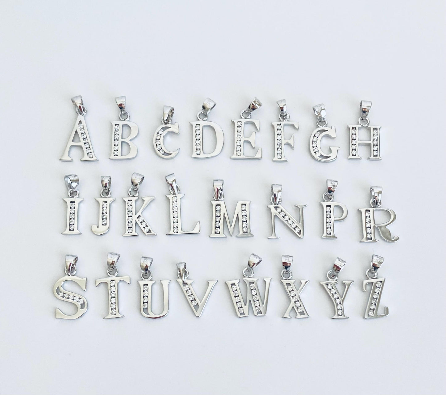 Sterling Silver Initial Pendant Necklace  • Personalized Letter Necklace
