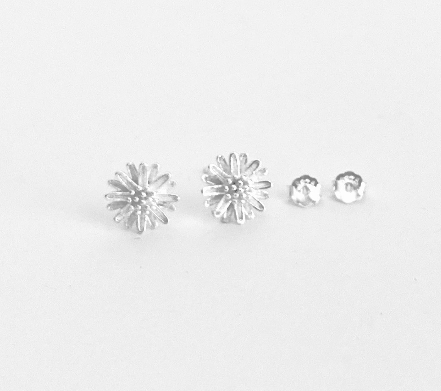 Small Sterling Silver Daisy Earrings • Dainty Flower Stud Earrings