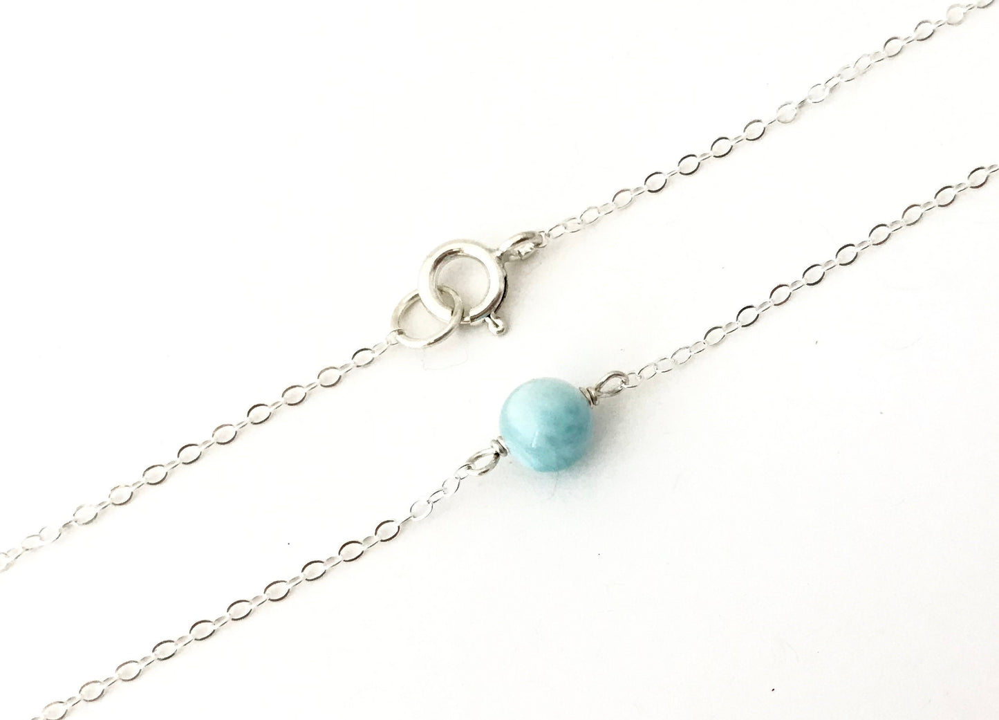 Blue Larimar Necklace in Sterling Silver or Gold Filled