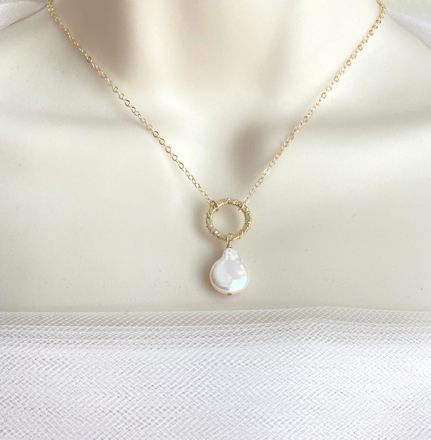 Teardrop Pearl Pendant Necklace • Sterling Silver or Gold Filled Dainty Drop Necklace