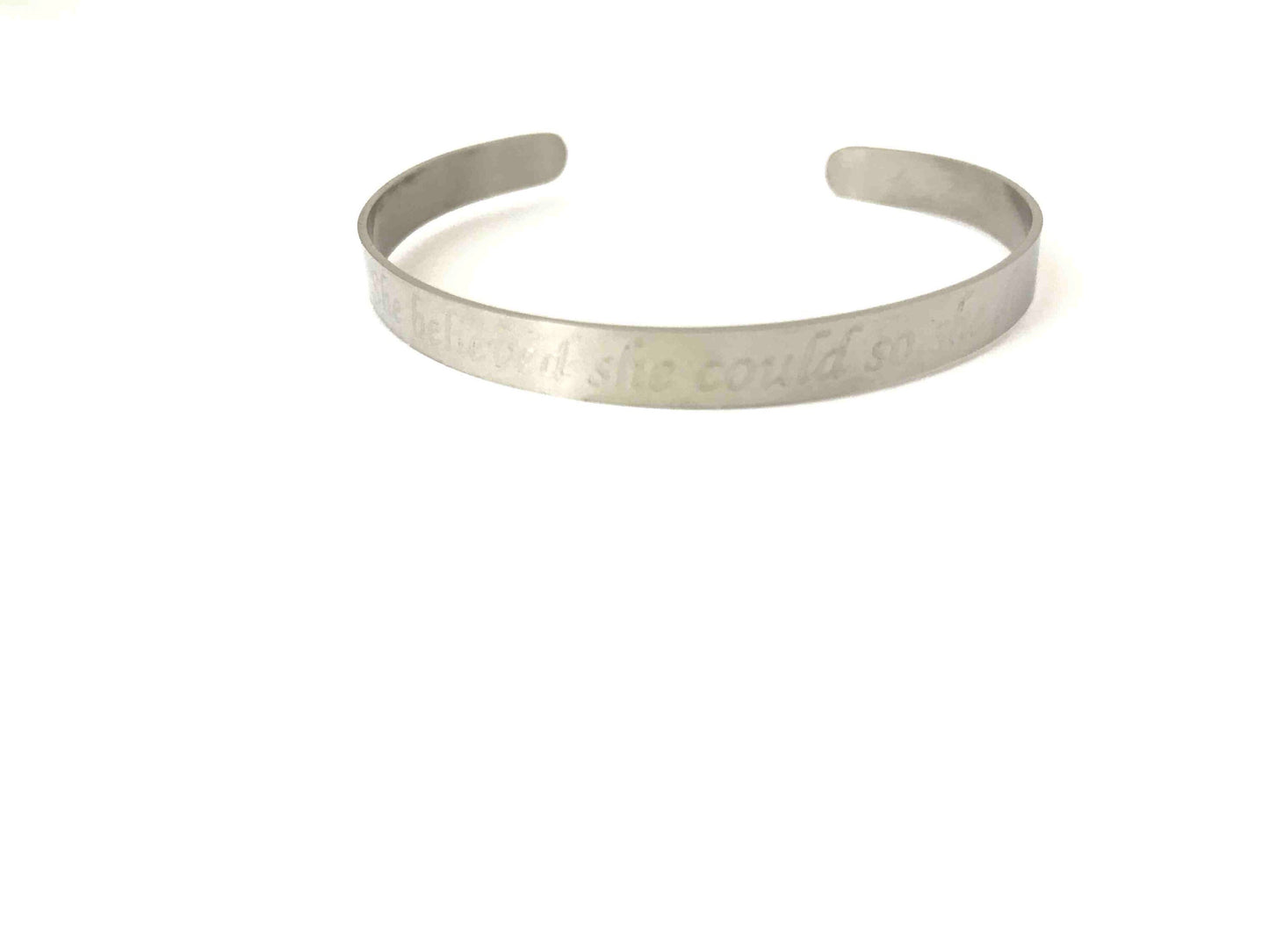 Personalized Stainless Steel Cuff Bangle • Custom Engraved Bracelet in Stainless Steel, Gold or Rose Gold