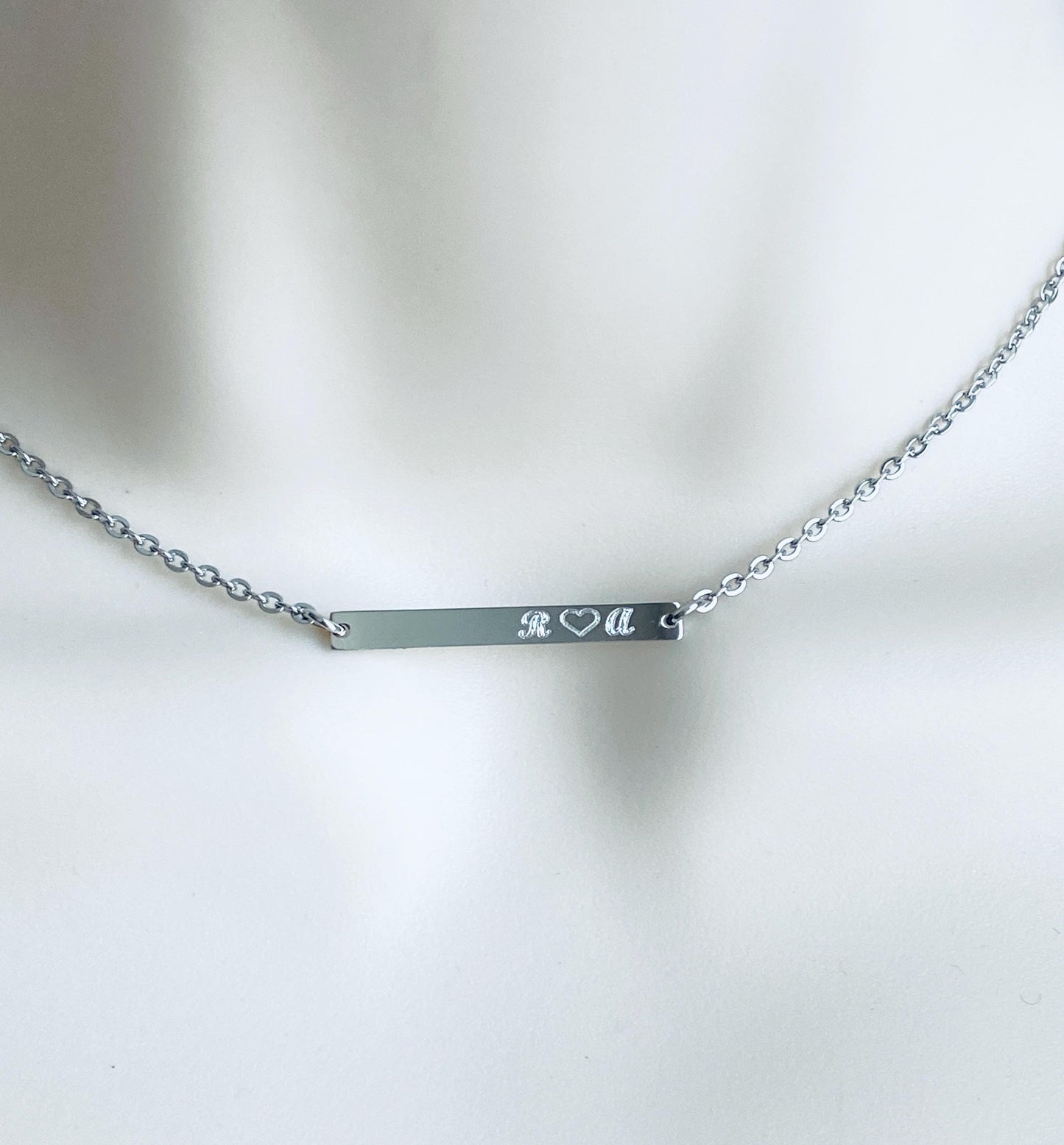 Personalized Stainless Steel Tiny Skinny Bar Necklace • Custom Engraved Name Bar Necklace