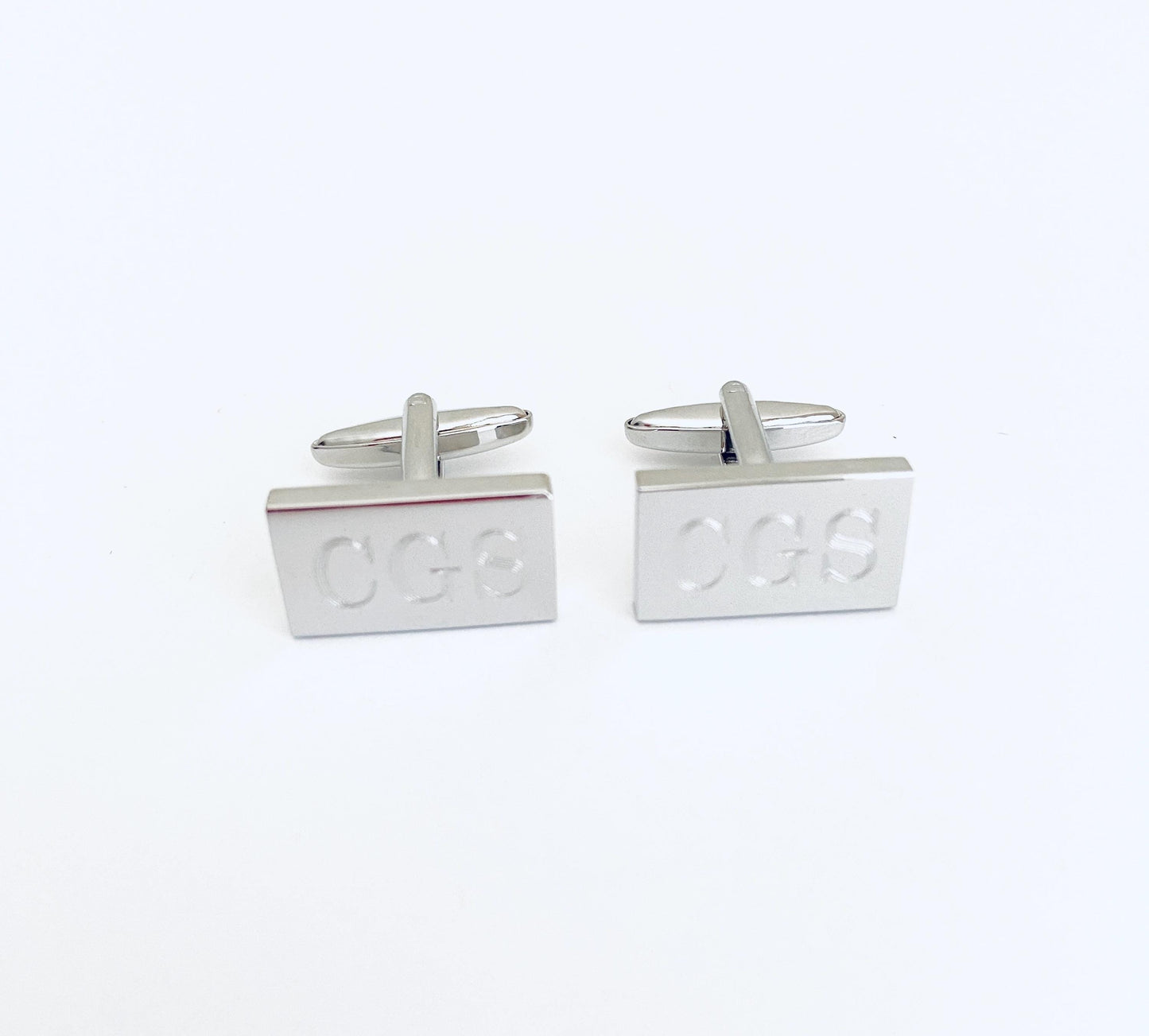 Personalized Shiny Rectangle Cufflinks • Custom Engraved Polished Cufflinks for Groom, Groomsmen & Men’s Wedding Gift