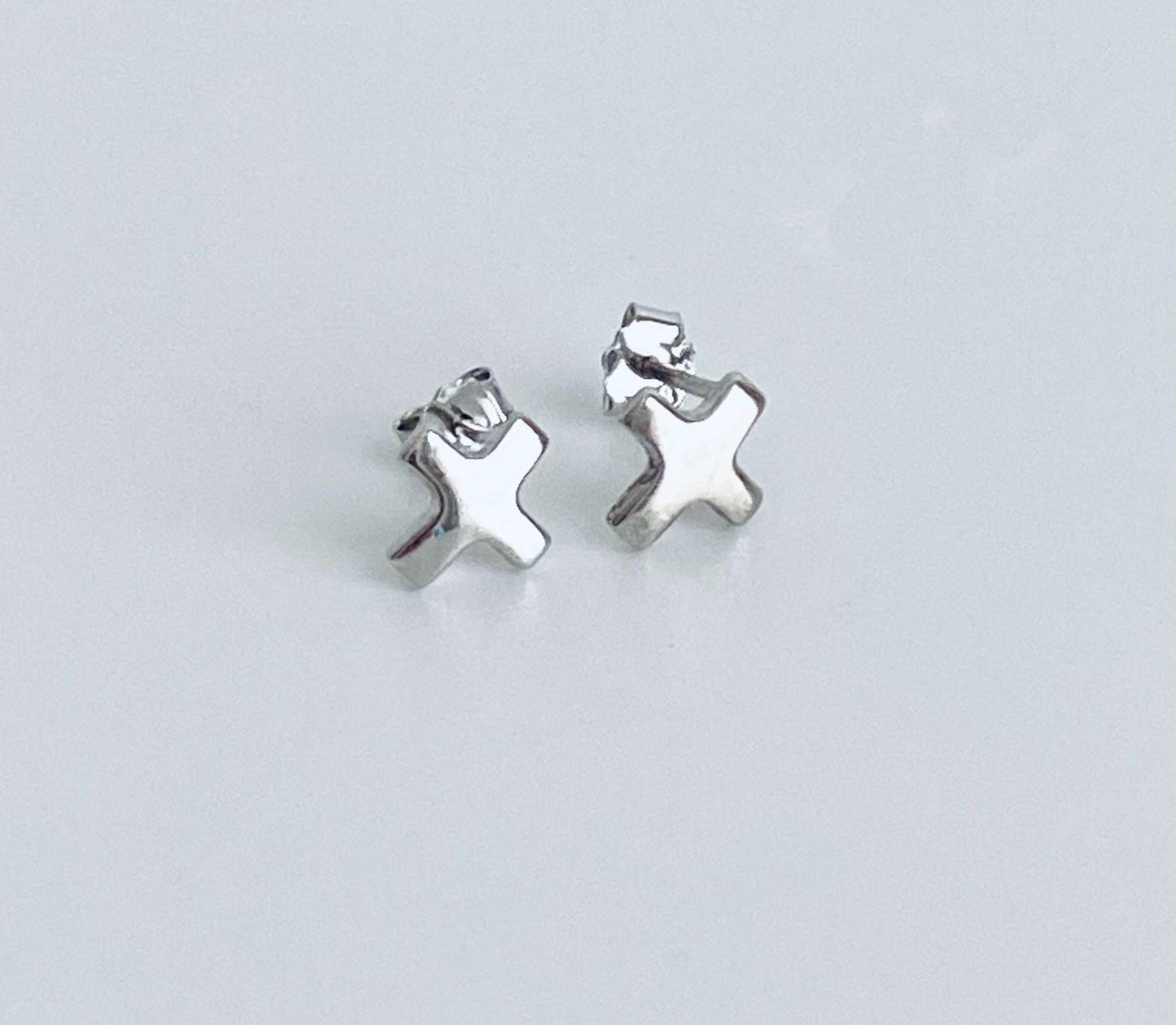 Sterling Silver Cross Stud Earrings • Small Christian Cross Earrings, Minimalist Faith Jewelry Gift